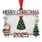 2" x 3" Silver, Red & Green Merry Christmas 2025 Metal Ornament Frame by Studio Décor®